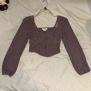 Dark Lavender long sleeve corset style top